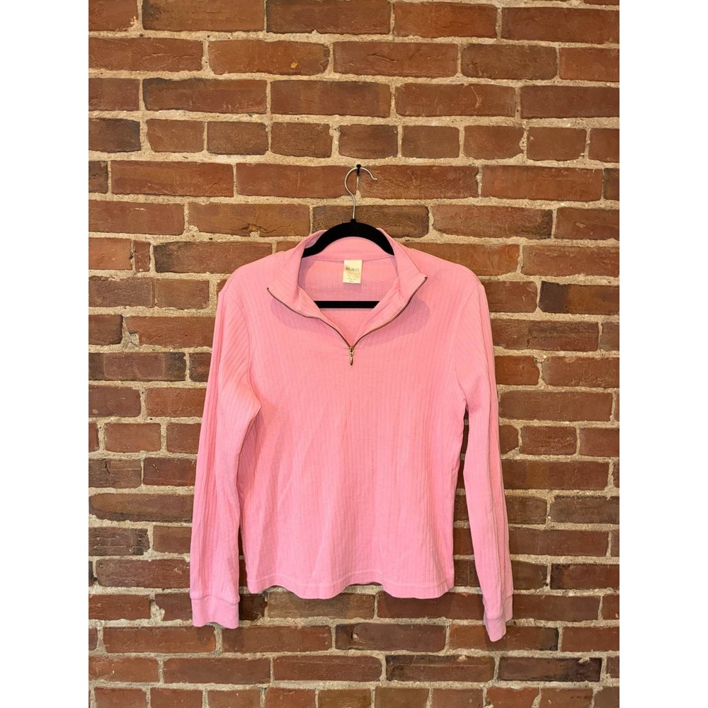Women's Pink Ribbed Quarter‎ Zip Pullover SML